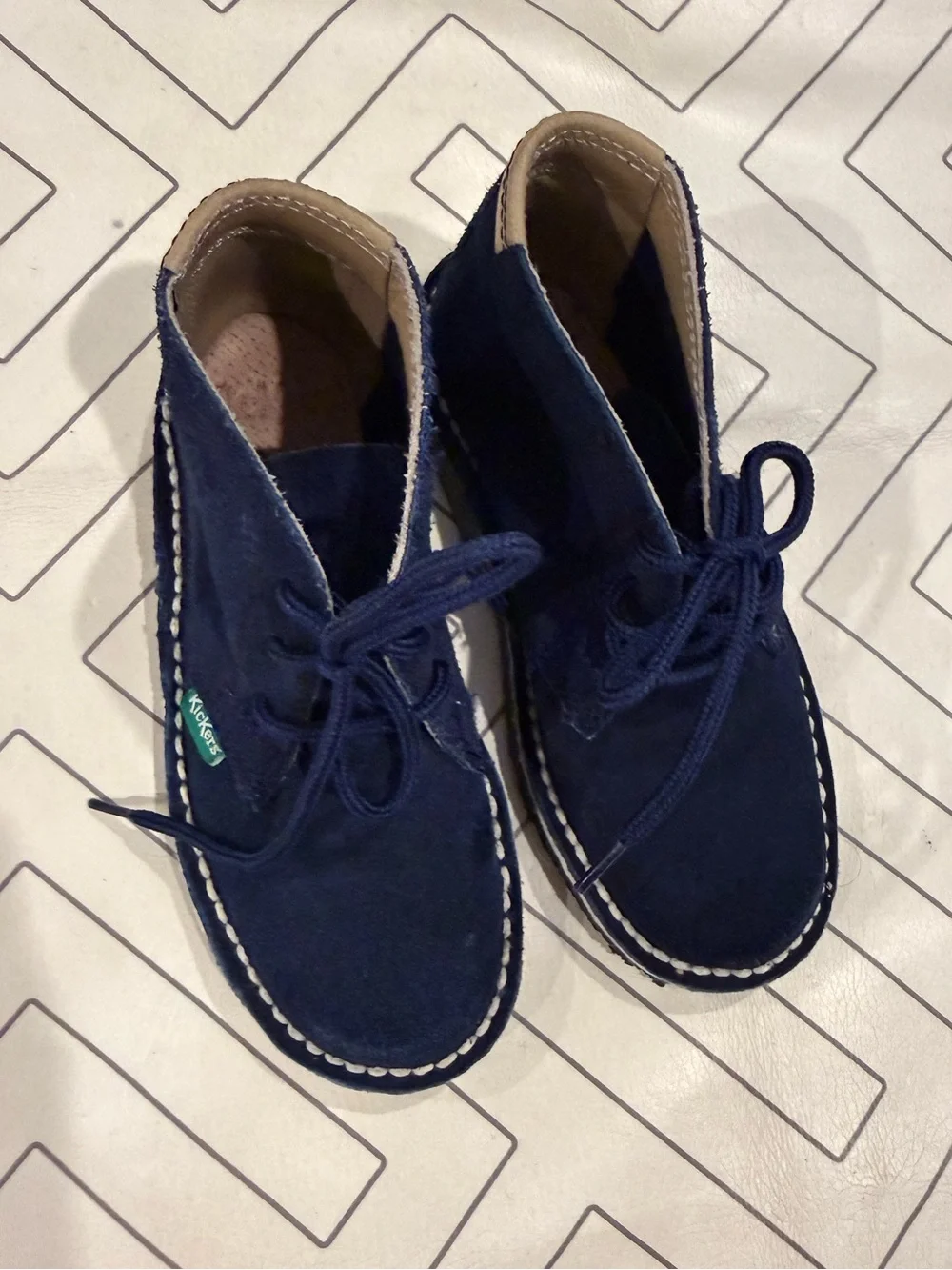 Kickers Navy Suede Lace-Up Boots